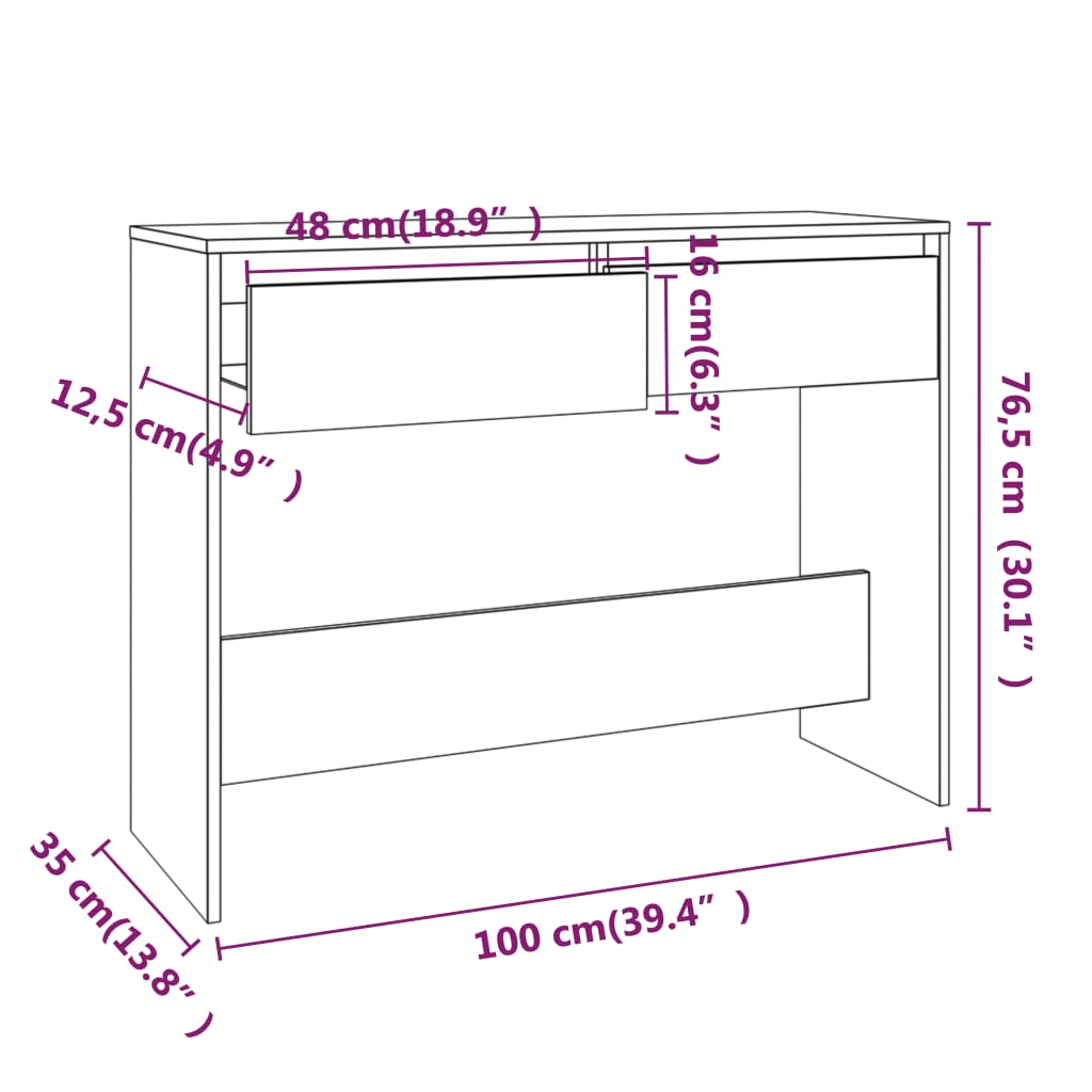 Avlastningsbord konsolbord svart 100x35x76,5 cm