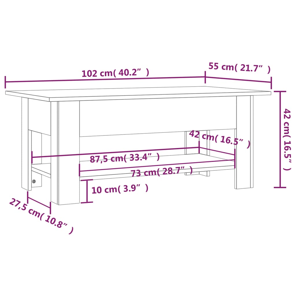 Soffbord sonoma ek 102x55x42 cm