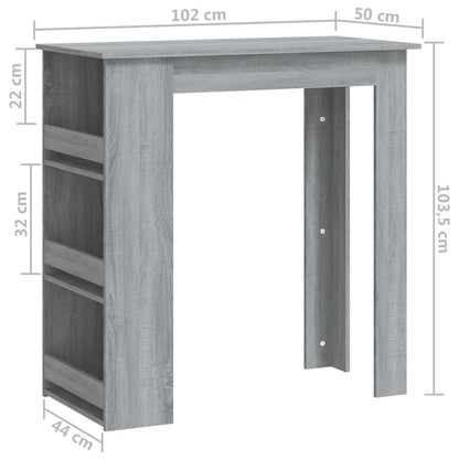 Barbord bistrobord grå med förvaringshyllor 102x50x103,5cm