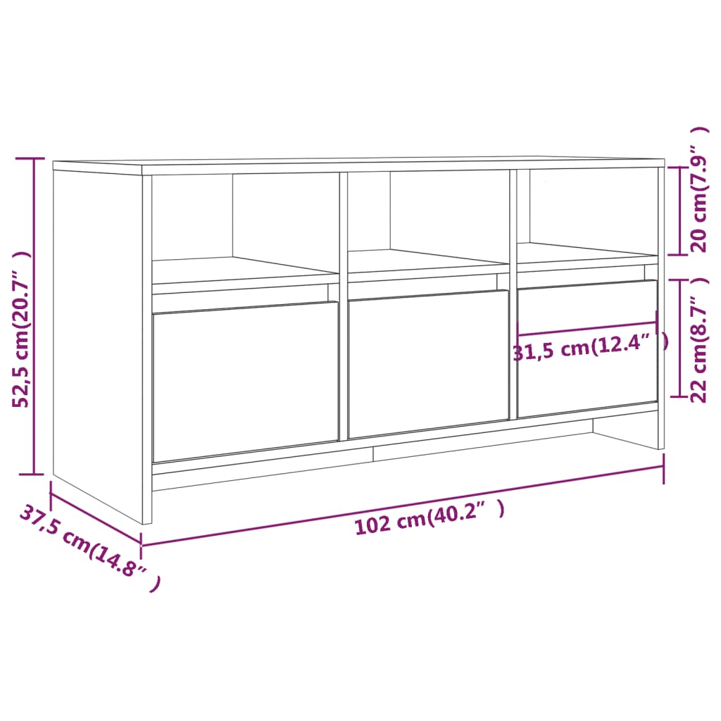 TV-möbel rökfärgad ek TV-bänk 102x37,5x52,5 cm