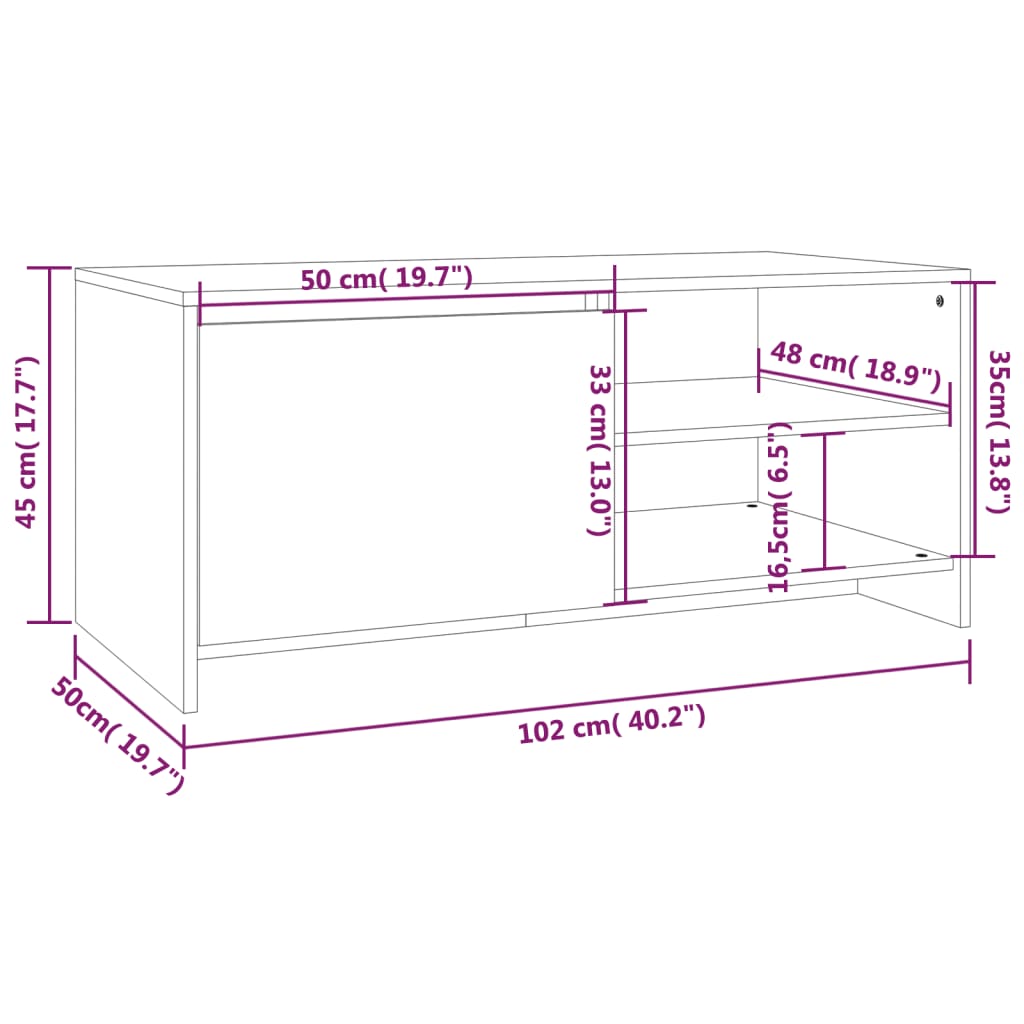 Soffbord rökfärgad ek 102x50x45 cm