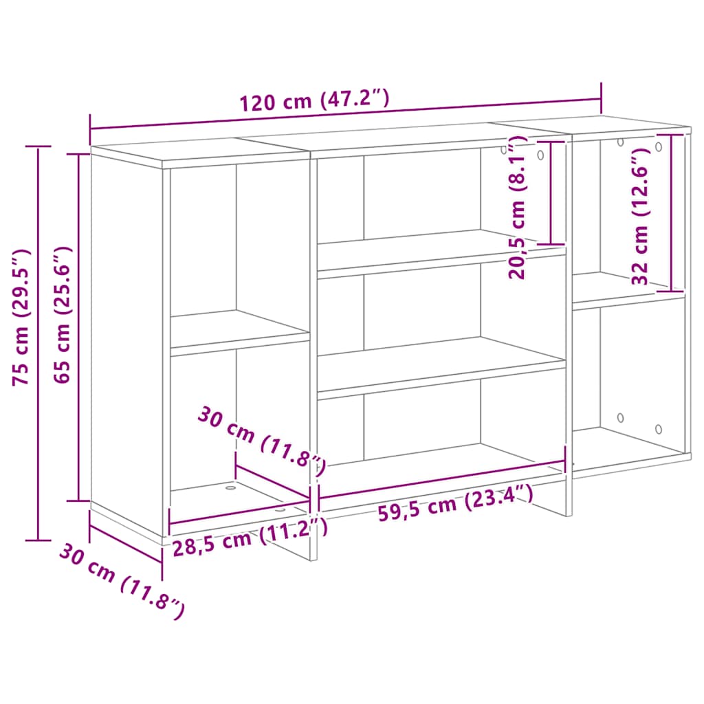Byrå Sonoma Grå 120x30x75 cm