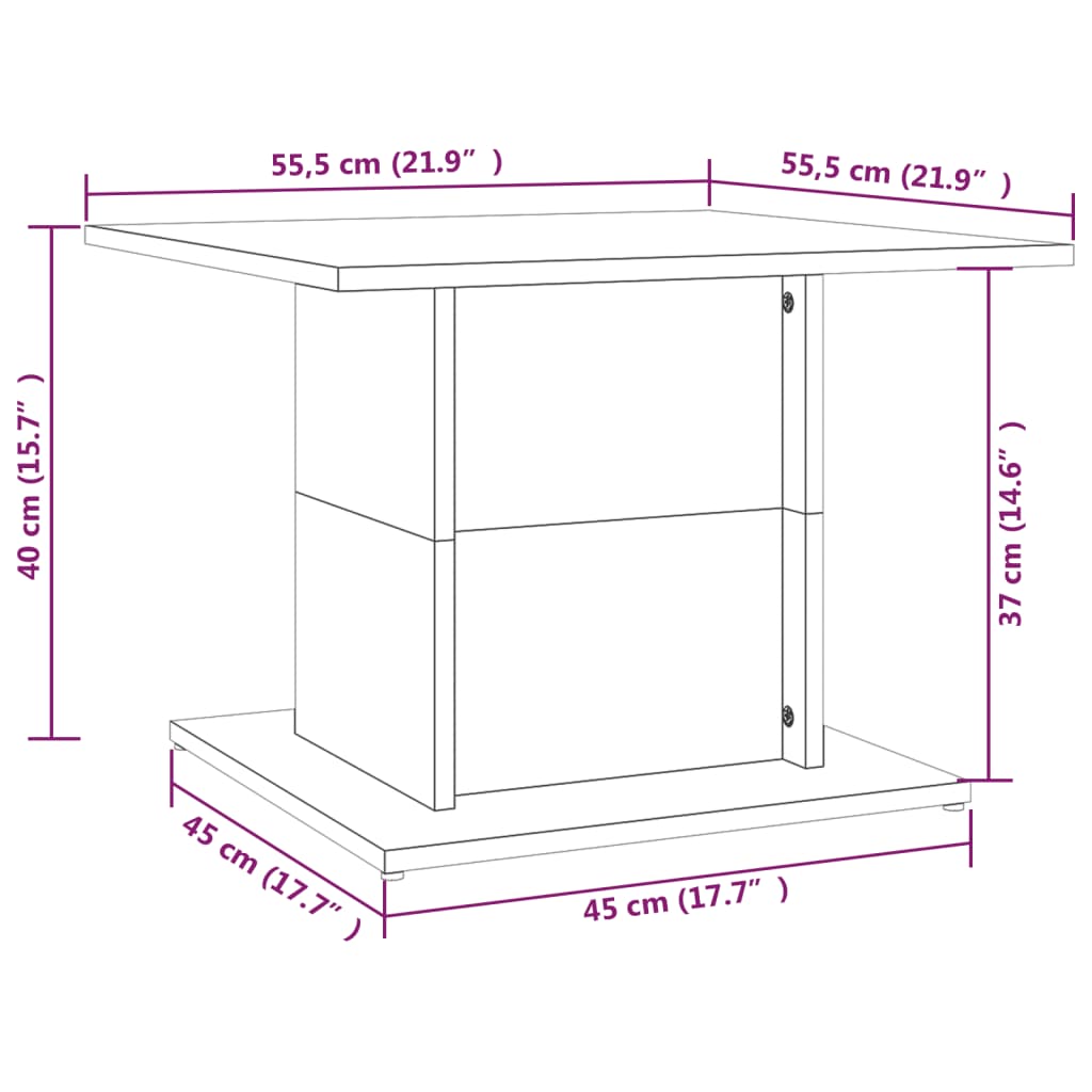 Soffbord rökfärgad ek 55,5x55,5x40 cm