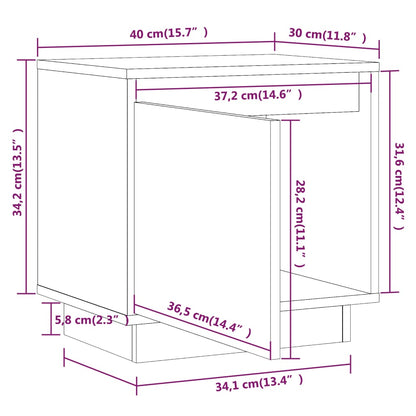 Sängbord Nattduksbord vit 40x30x40 cm massiv furu