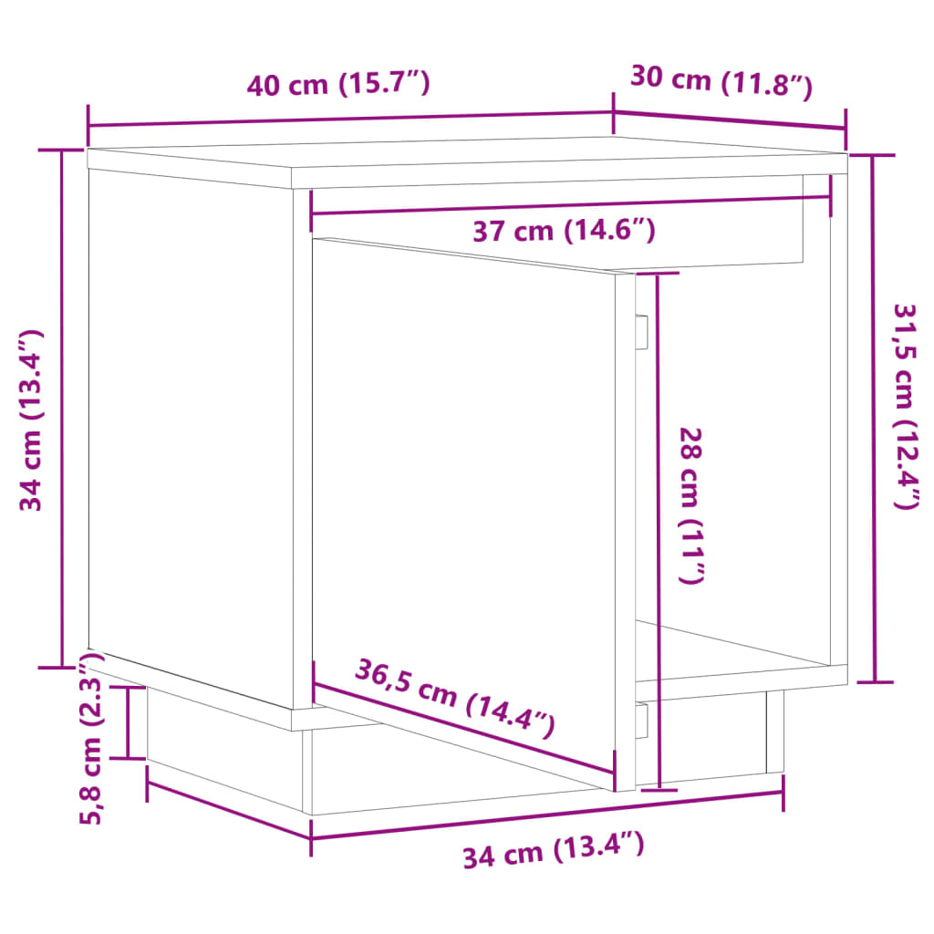 Sängbord Nattduksbord vit 40x30x40 cm massiv furu