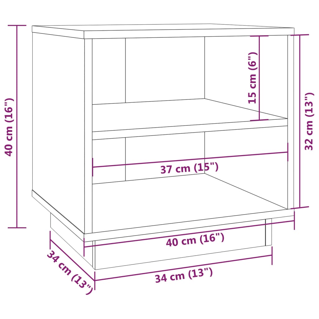 Sängbord Nattduksbord vit 40x34x40 cm massiv furu