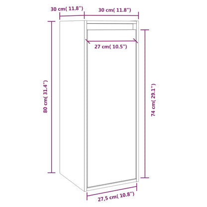 Seinäkaappi musta 30x30x80 cm massiivimäntyä