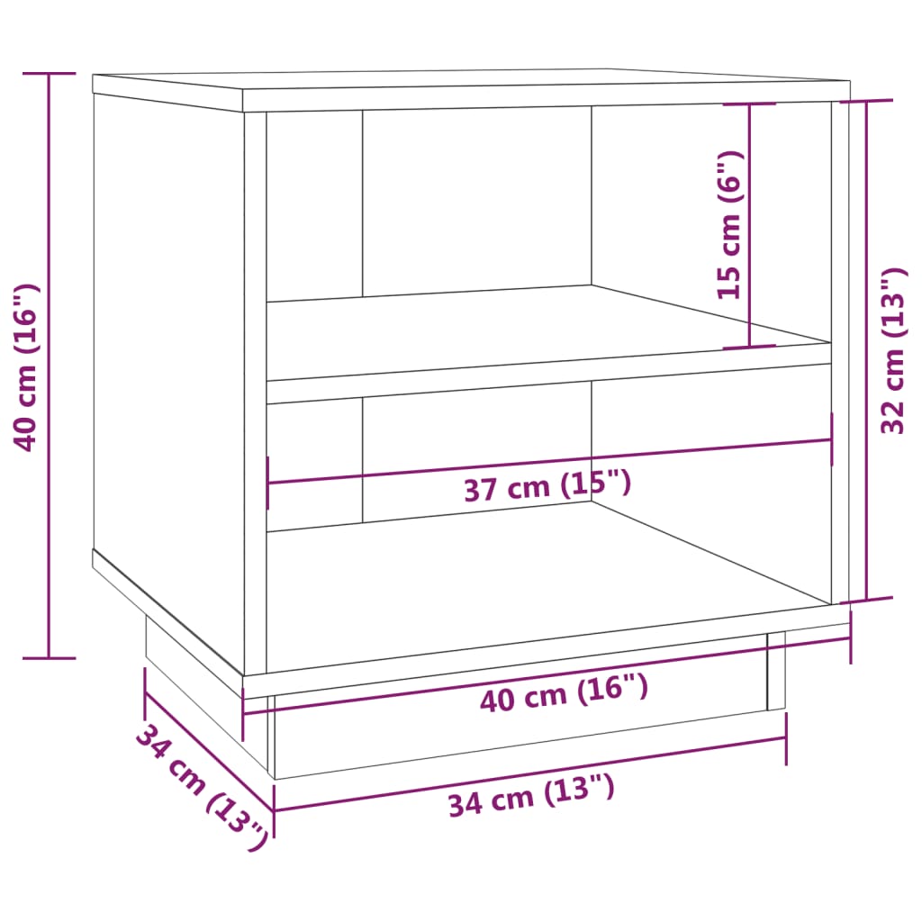 Sängbord Nattduksbord brun 40x34x40 cm massiv furu