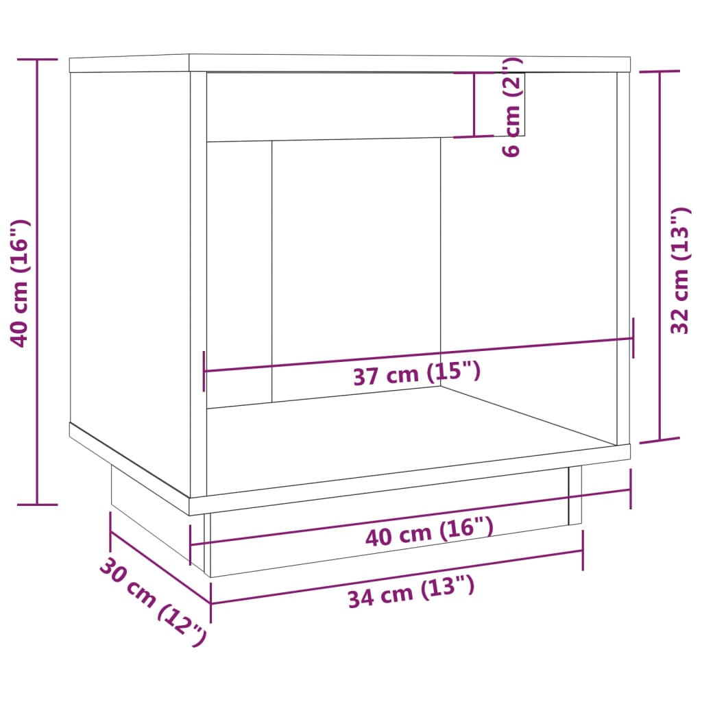 Sängbord Nattduksbord vit 40x30x40 cm massiv furu