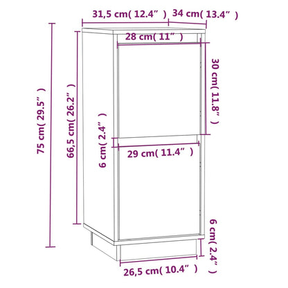 Skänk vit 31,5x34x75 cm massiv trä furu