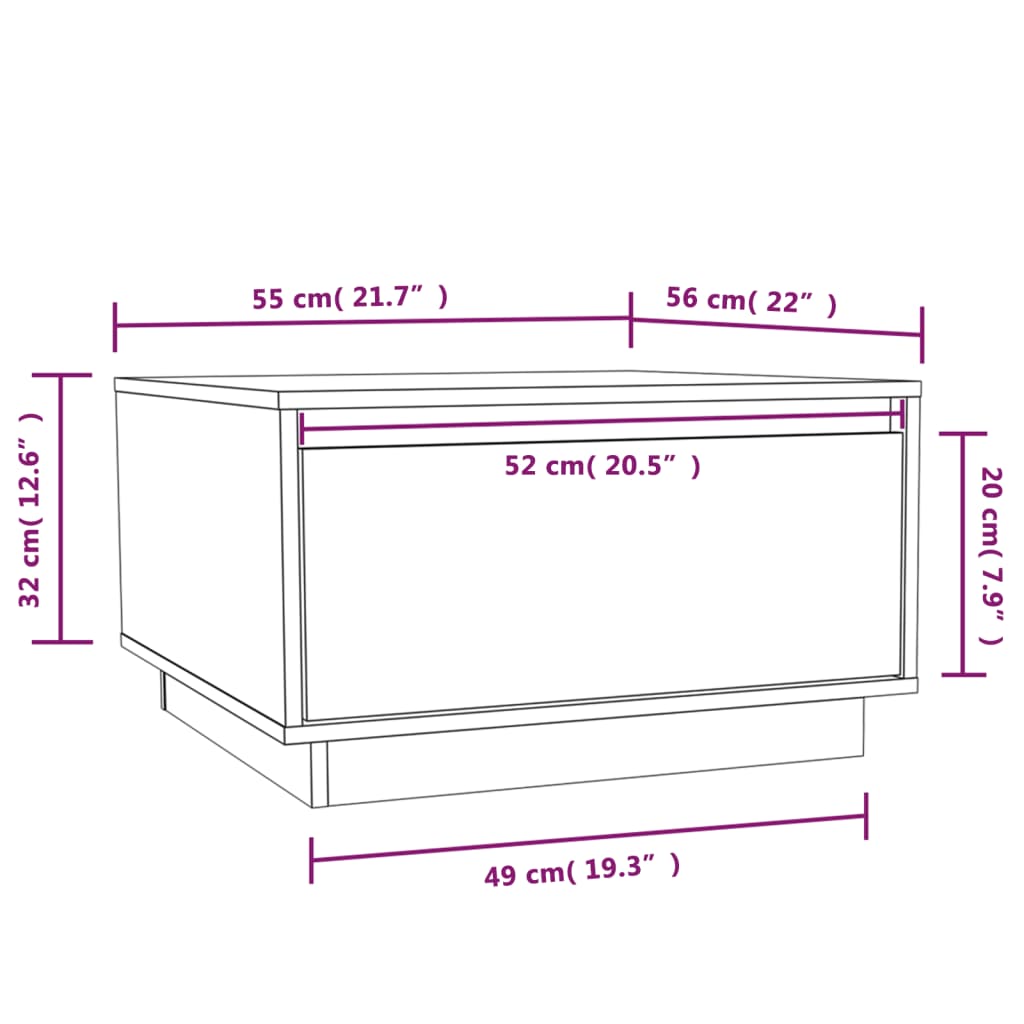 Soffbord brun 55x56x32 cm furu