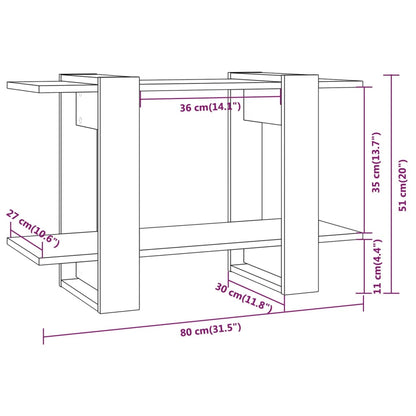 Kirjahylly betonin harmaa 80x30x51 cm