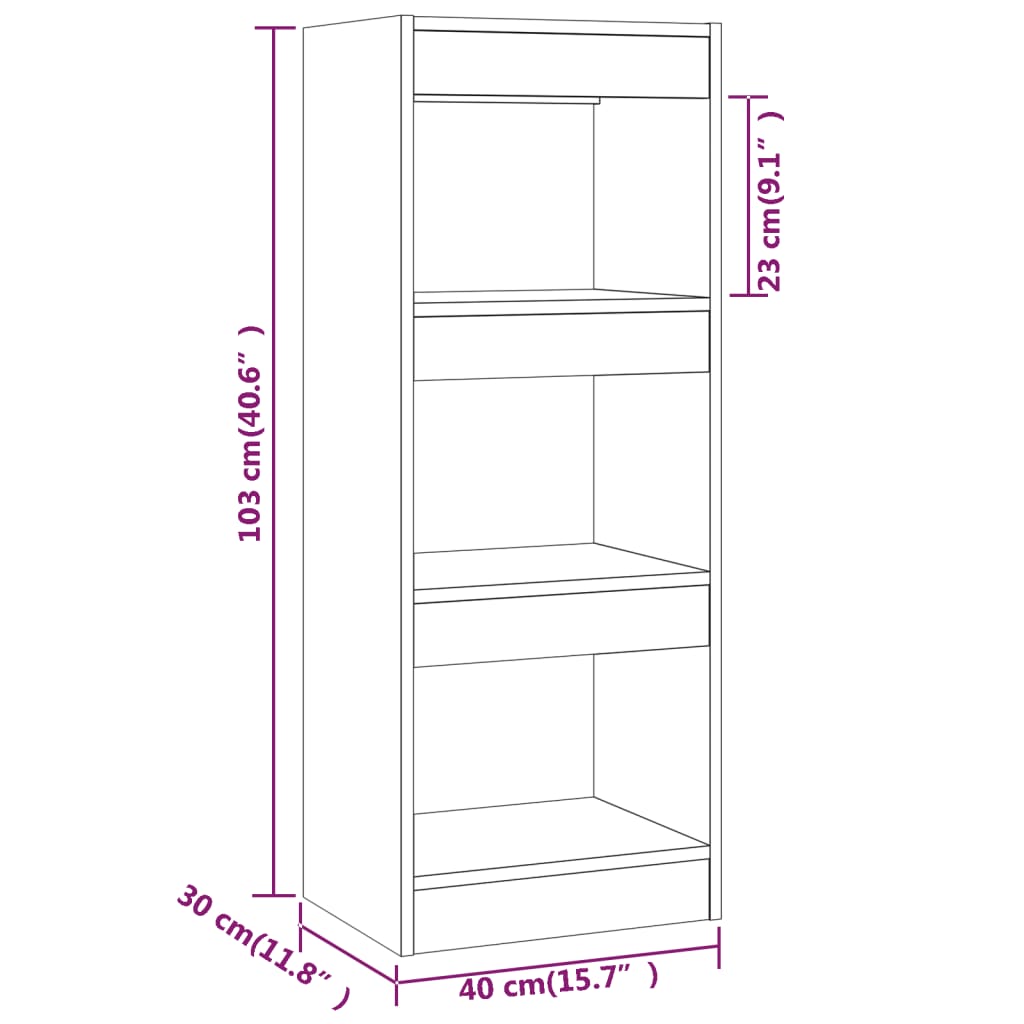 Kirjahylly betonin harmaa 40x30x103 cm