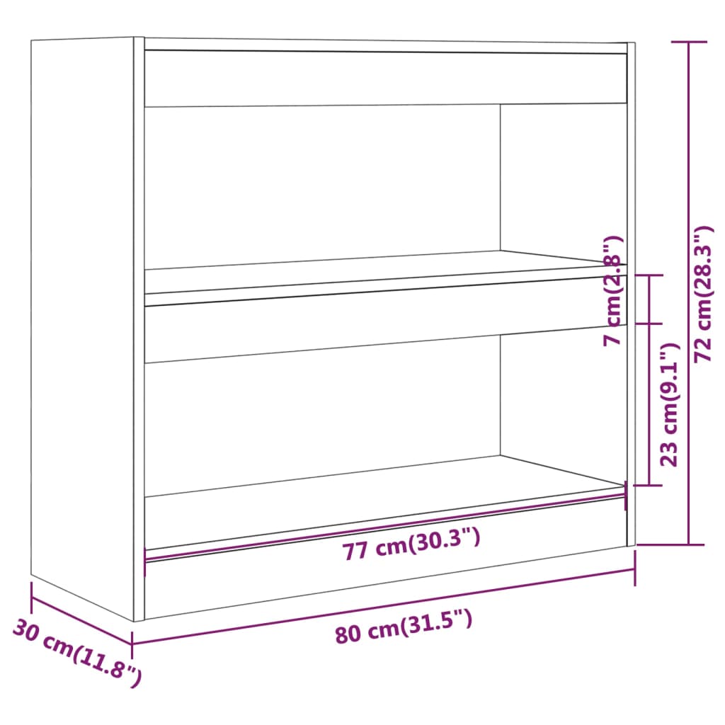 Valkoinen kirjahylly 80x30x72 cm