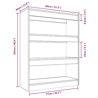 Valkoinen kirjahylly 80x30x103 cm