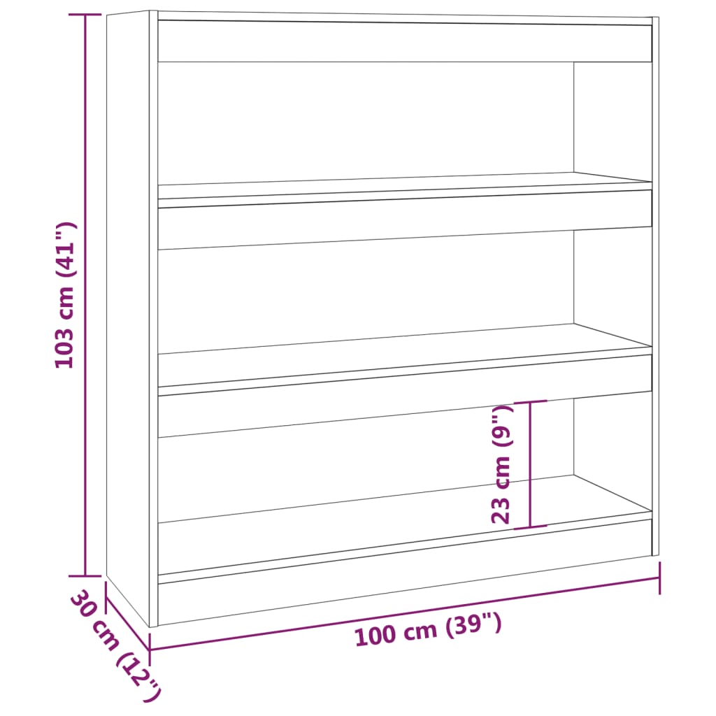 Kirjahylly betonin harmaa 100x30x103 cm