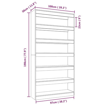 Kirjahylly betonin harmaa 100x30x198 cm