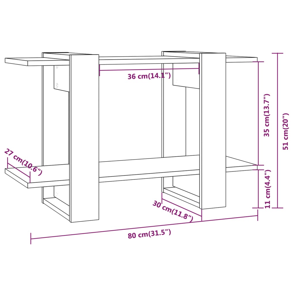 Kirjahylly ruskea tammi 80x30x51 cm