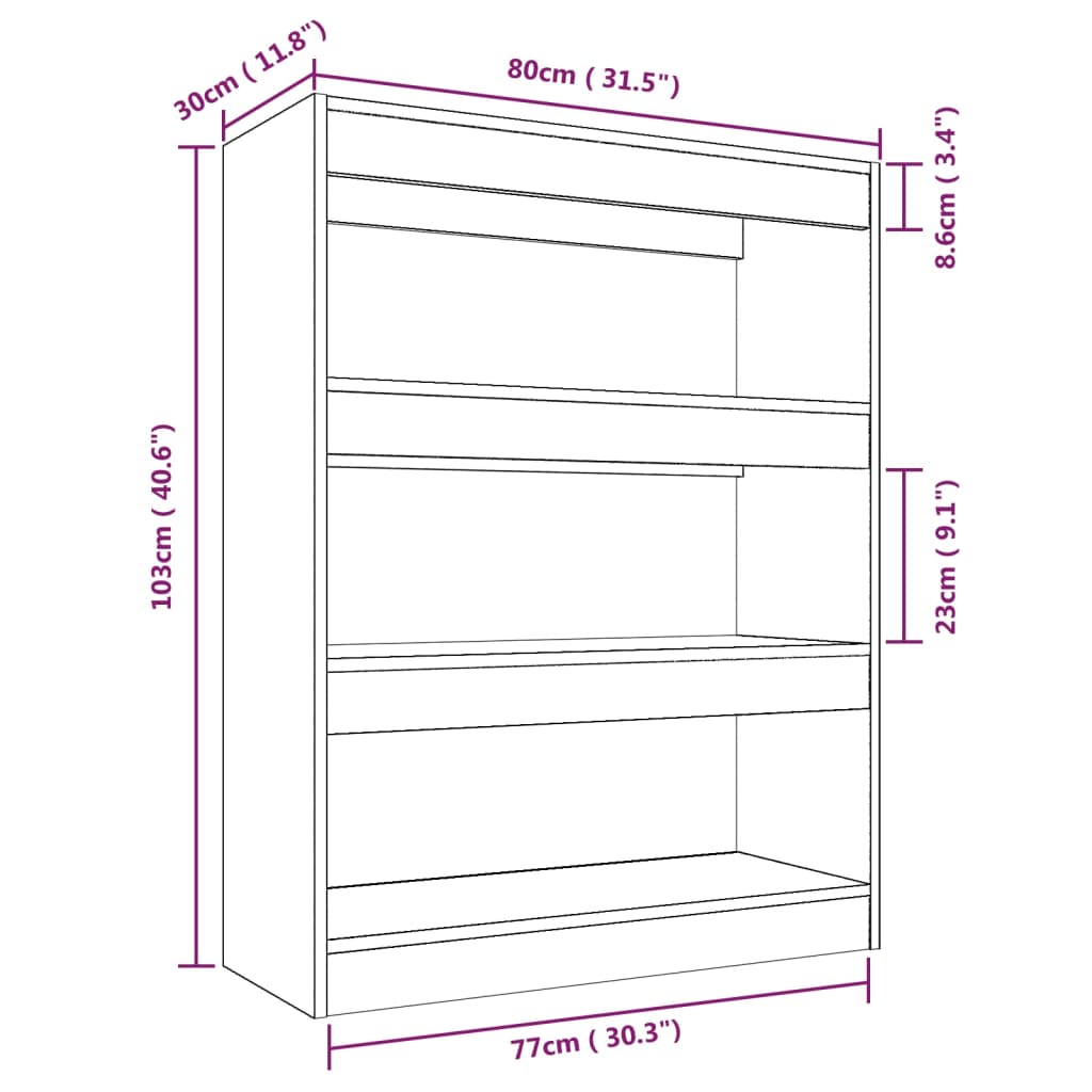 Kirjahylly ruskea 80x30x103 cm