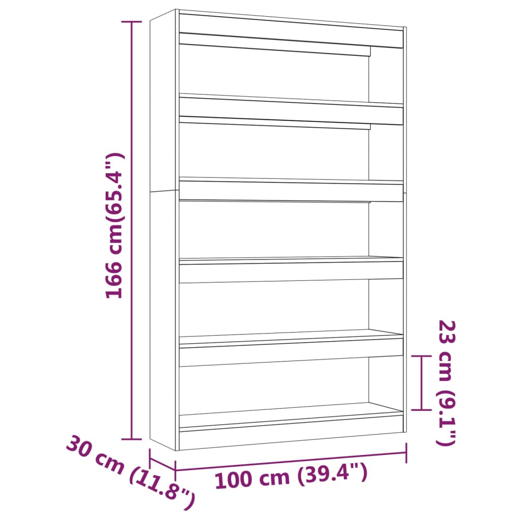 Kirjahylly sonoma harmaa 100x30x166 cm