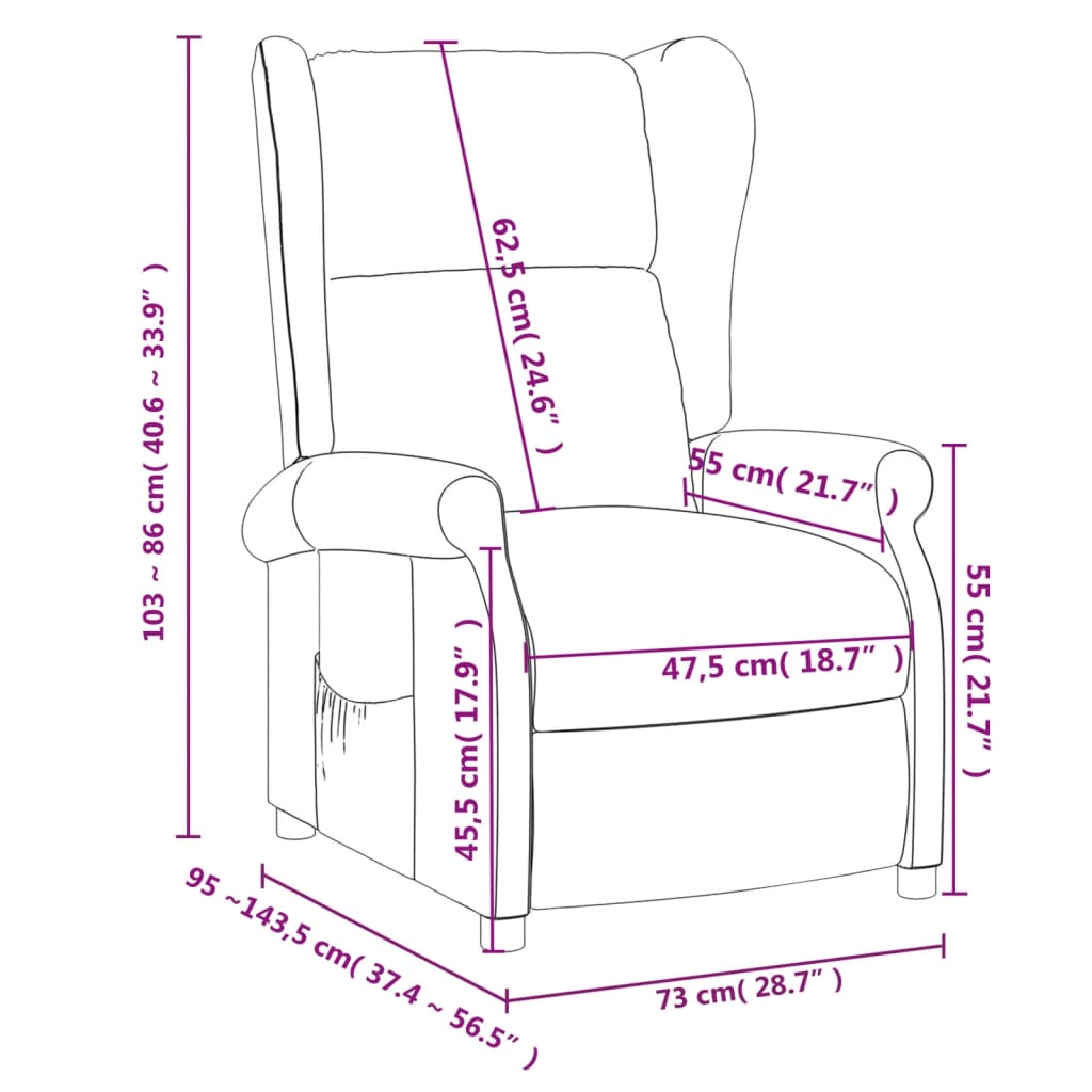 Fåtölj ljusgrå Recliner tyg