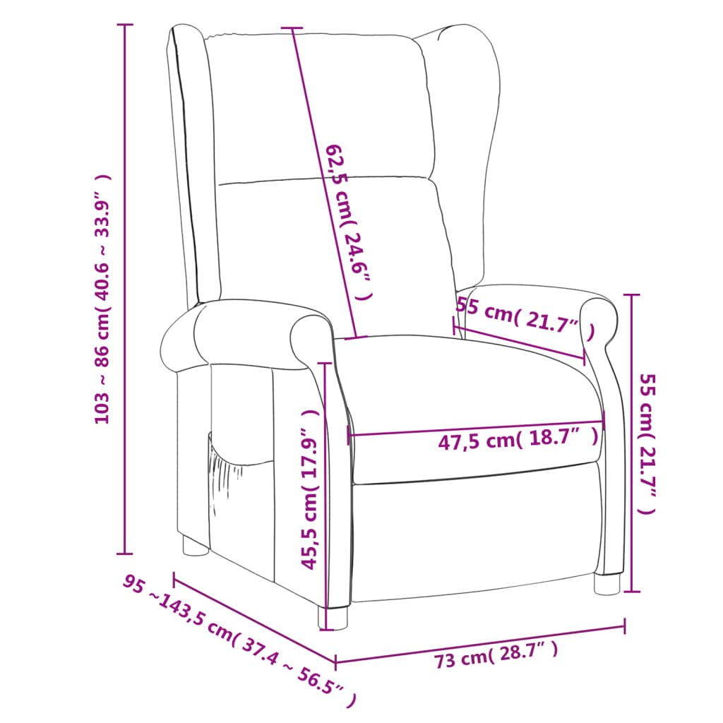 Fåtölj svart Recliner tyg