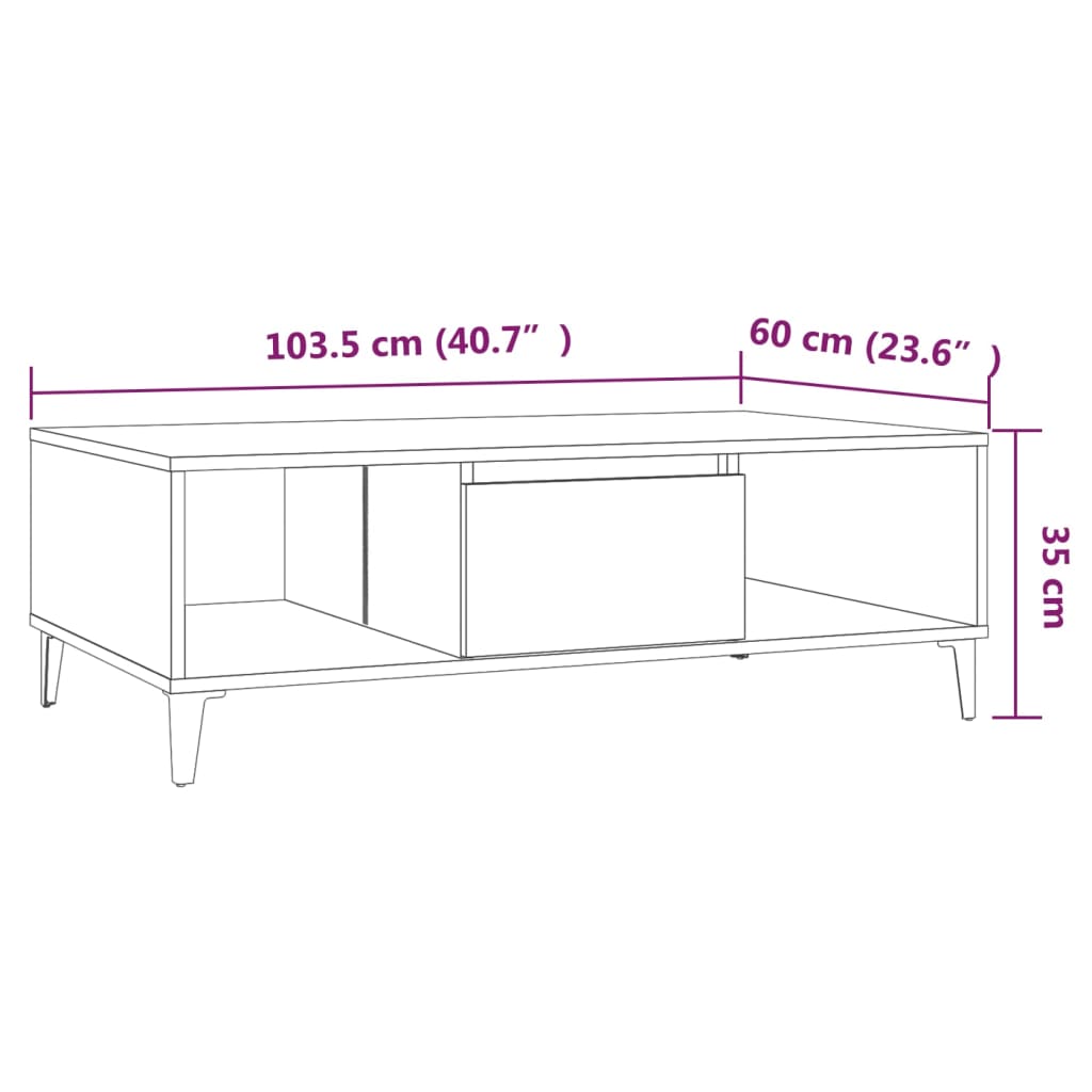 Soffbord rökfärgad ek 103,5x60x35 cm