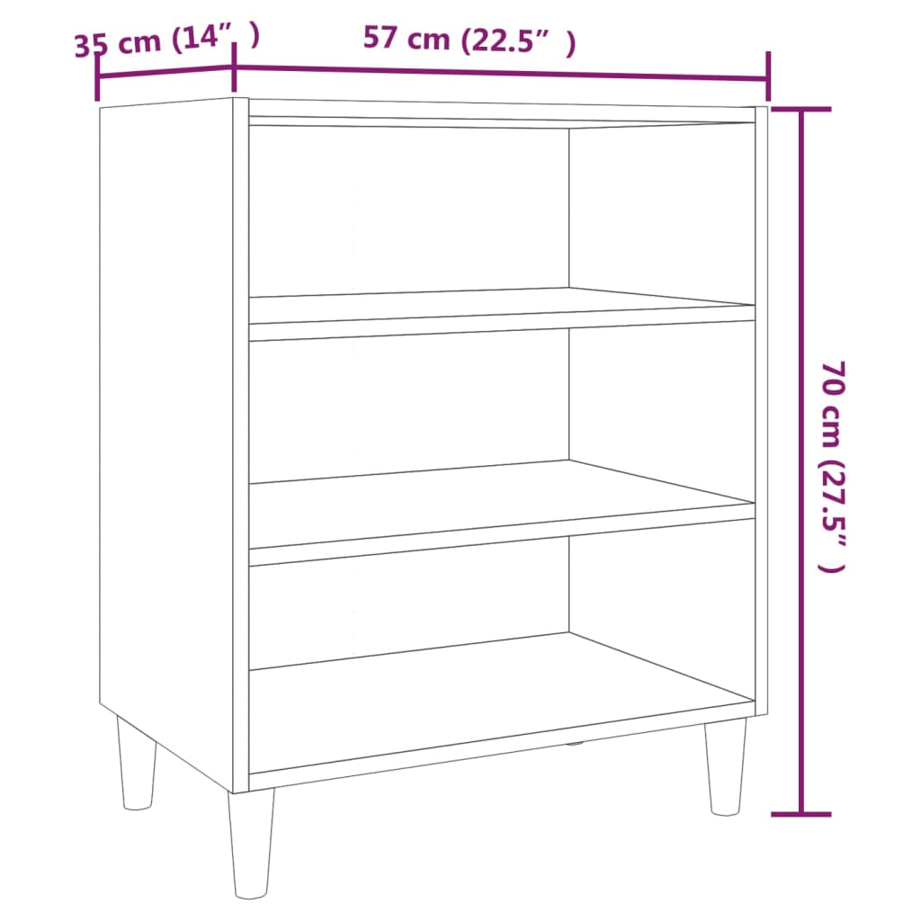 Förvaringshylla rökfärgad ek 57x35x70 cm konstruerat trä