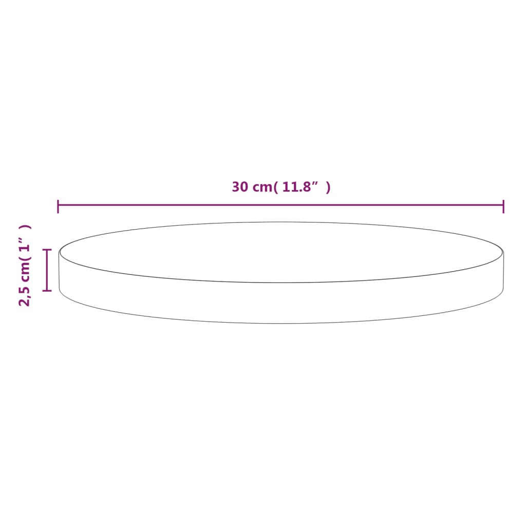 Bordsskiva massiv furu natur Ø30x2,5 cm