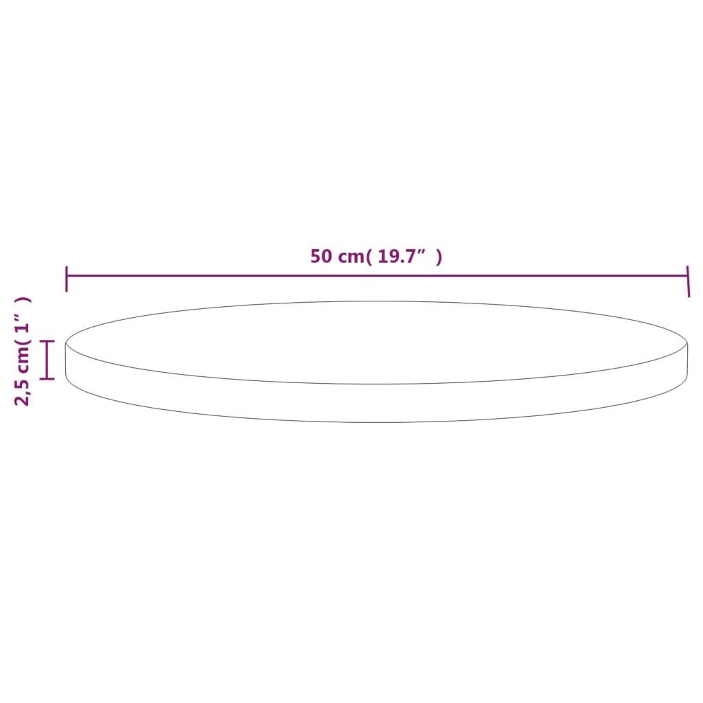 Bordsskiva massiv furu natur Ø50x2,5 cm