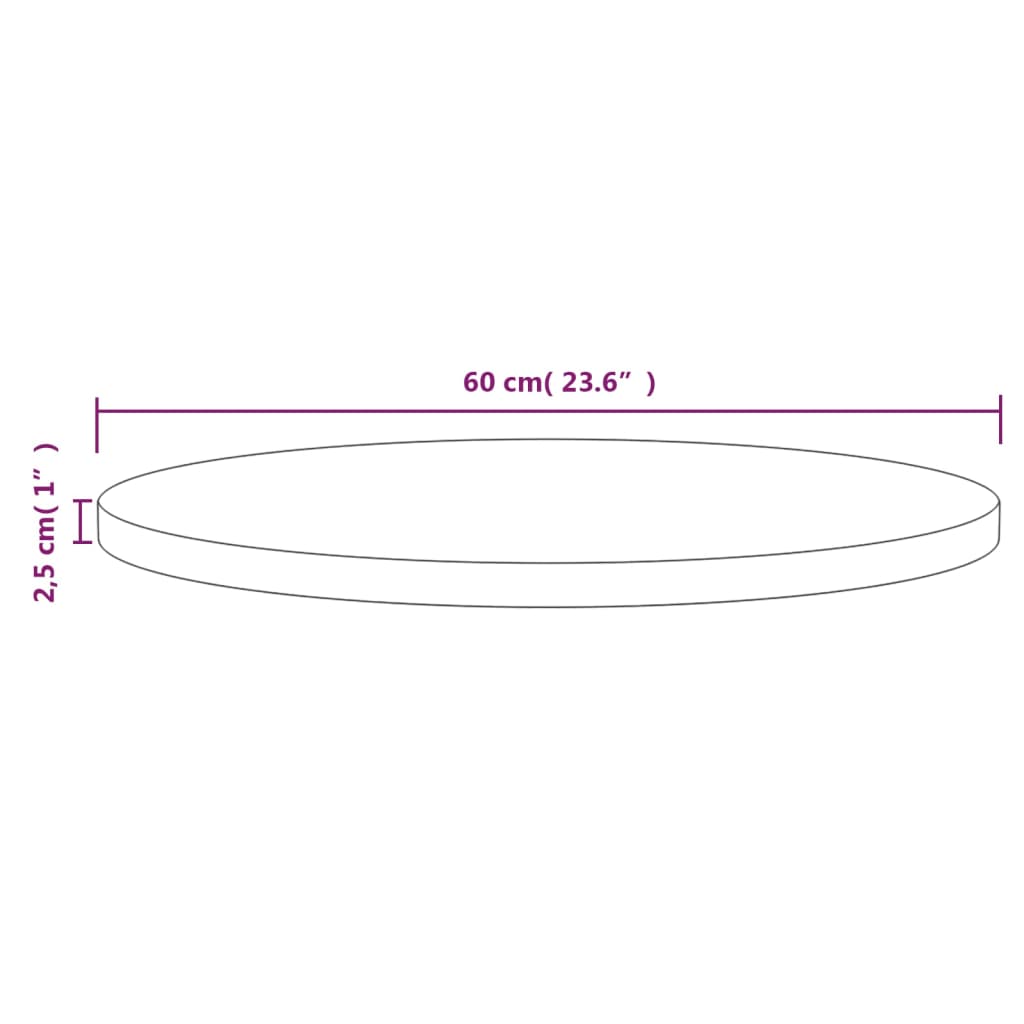 Bordsskiva massiv furu natur Ø60x2,5 cm