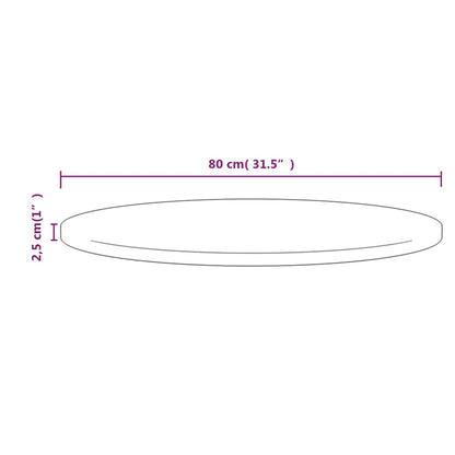 Bordsskiva massiv furu natur Ø80x2,5 cm