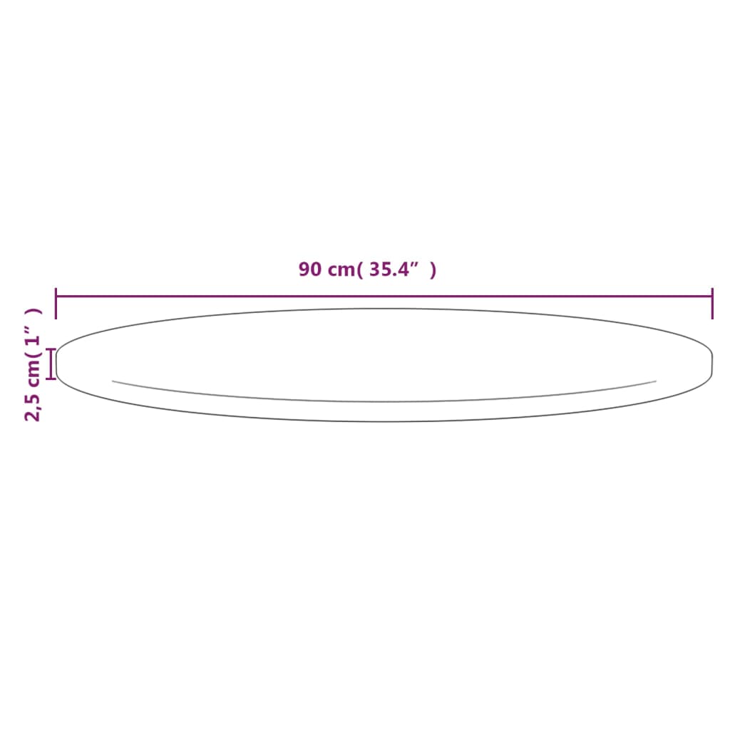 Bordsskiva massiv furu natur Ø90x2,5 cm