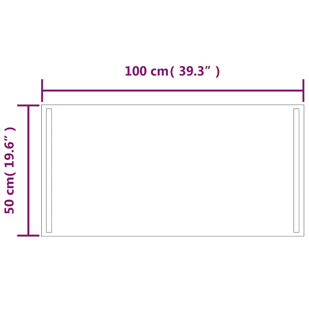 Kylpyhuoneen peili LED 100x50 cm