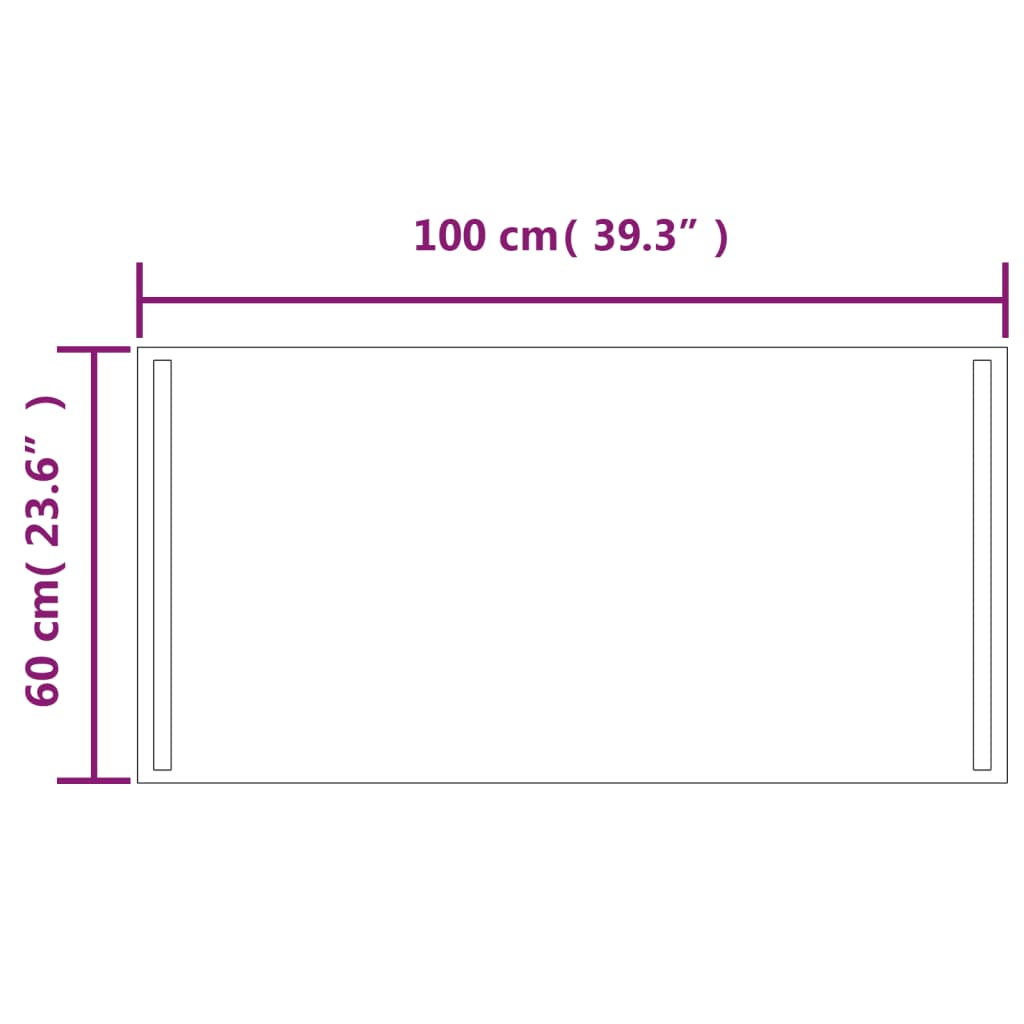 Kylpyhuoneen peili LED 100x60 cm