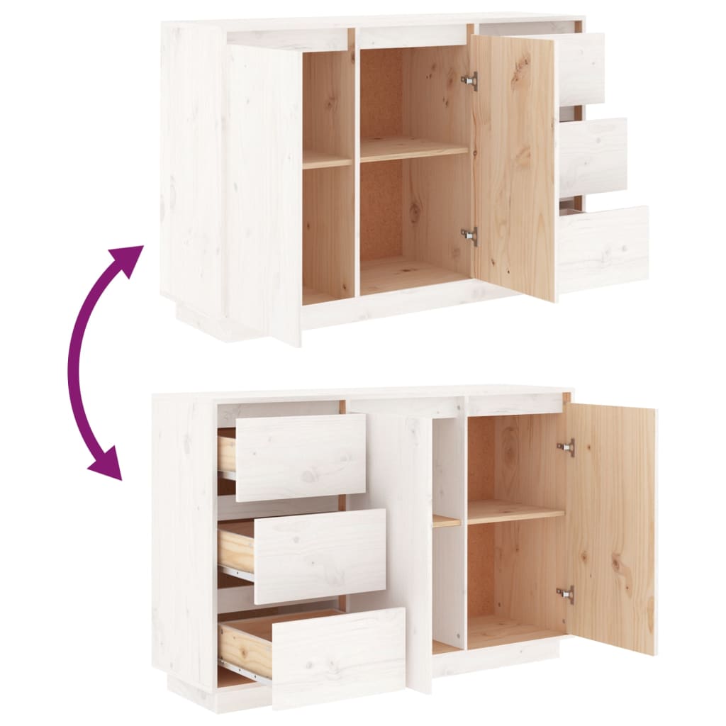 Skänk Vit 111x34x75 cm massiv furu