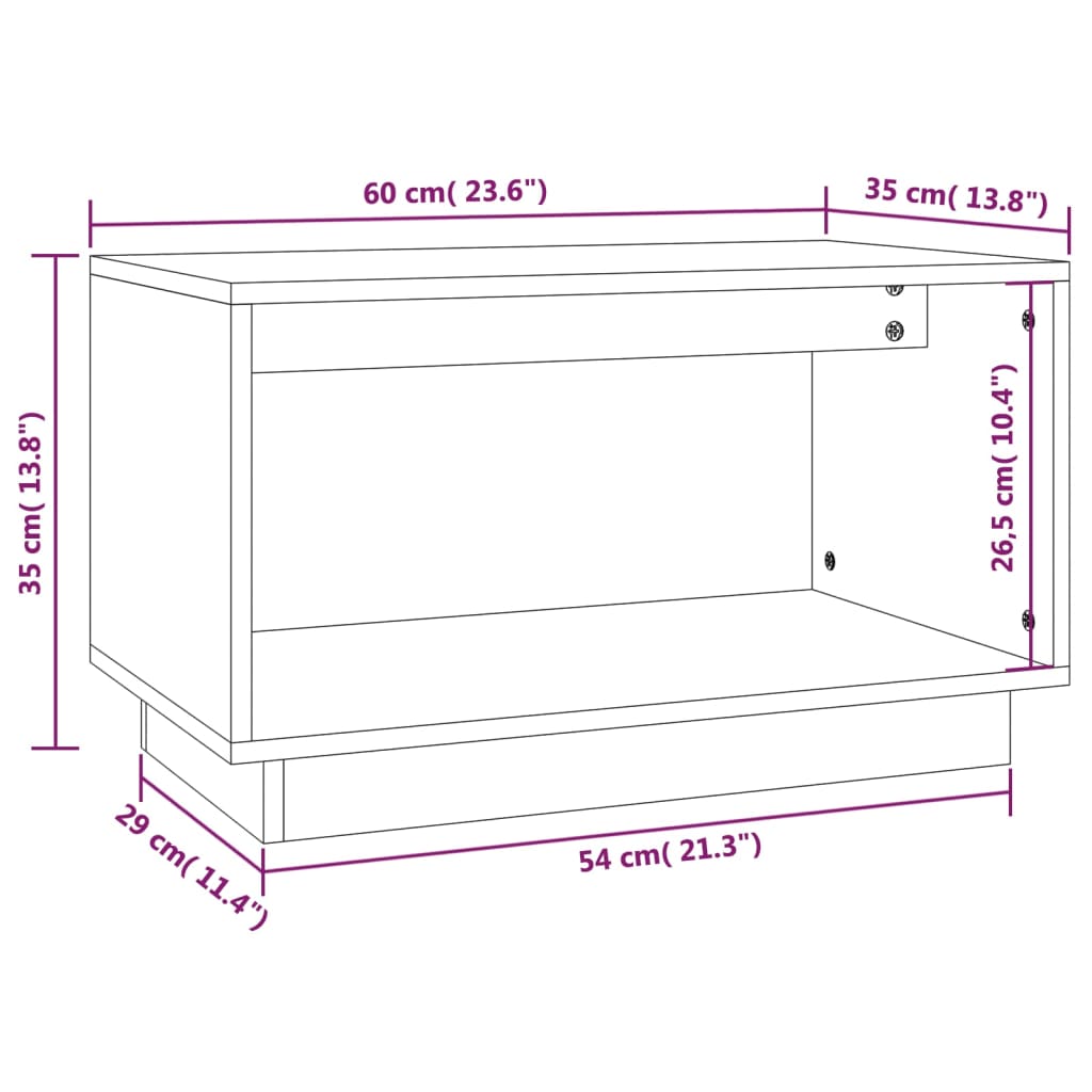 TV-möbel grå massiv trä furu TV-bänk 60x35x35 cm