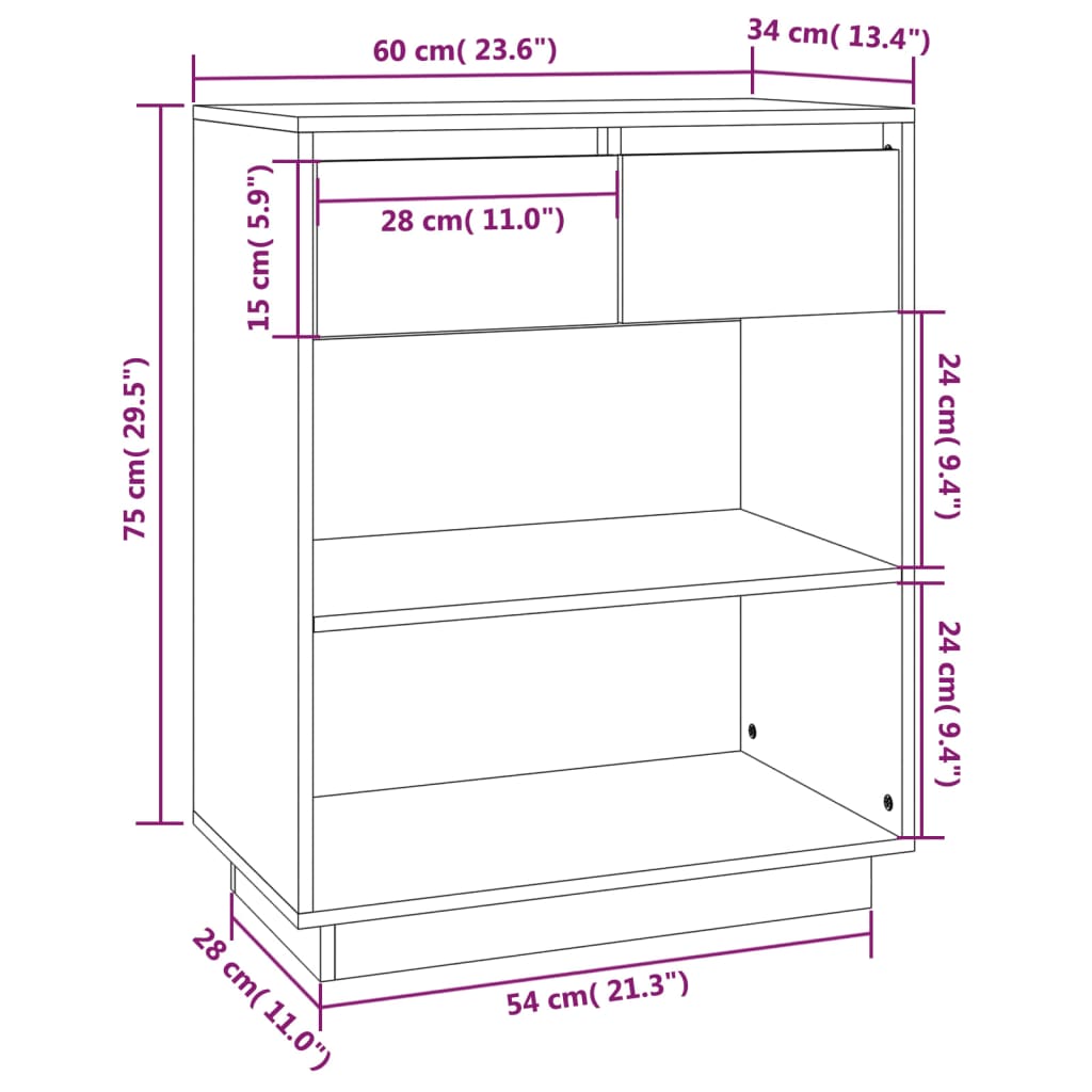 Avlastningsbord konsolbord massiv furu 60x34x75 cm