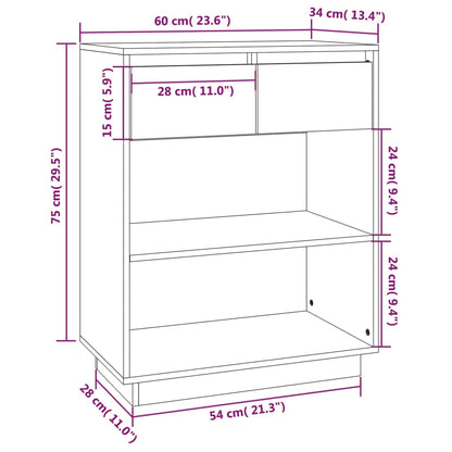 Avlastningsbord konsolbord grå 60x34x75 cm massiv trä furu