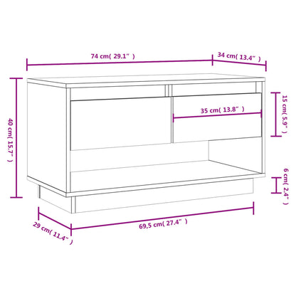 TV-möbel svart massiv trä furu TV-bänk 74x34x40 cm