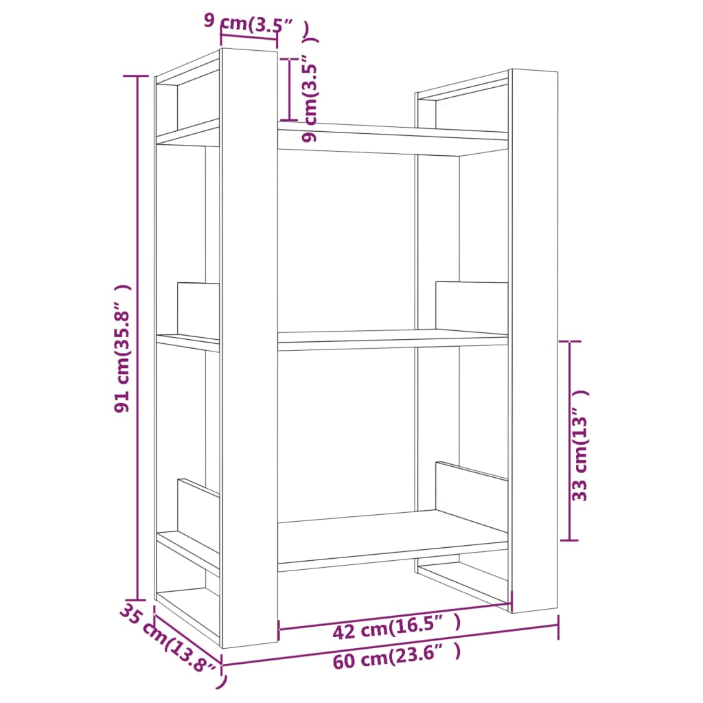 Kirjahylly valkoinen 60x35x91 cm massiivimänty