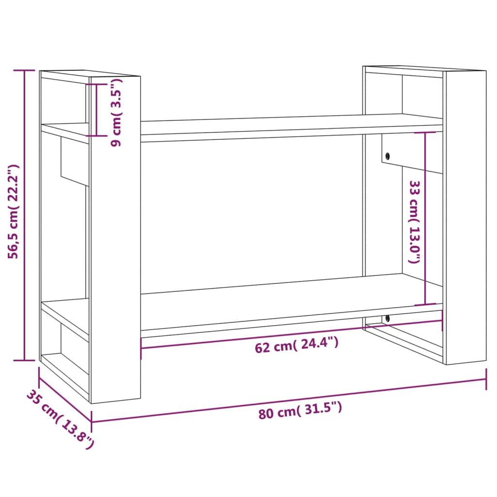 Kirjahylly musta 80x35x56,5 cm massiivimänty