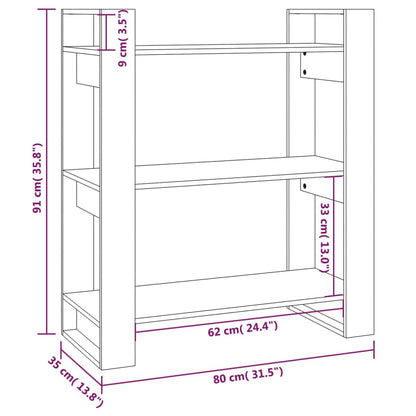 Kirjahylly harmaa 80x35x91 cm massiivimäntyä