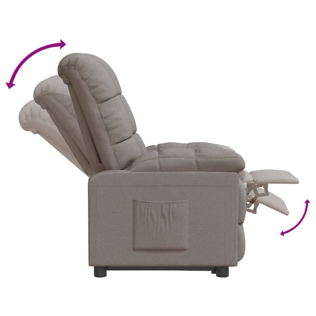 Nojatuoli Recliner taupe kangasta