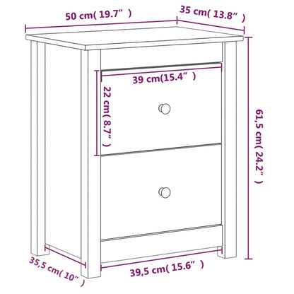 Sängbord Nattduksbord vit 50x35x61,5 cm massiv furu