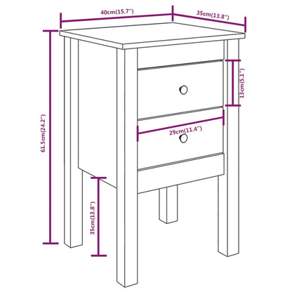 Sängbord Nattduksbord vit 40x35x61,5 cm massiv furu