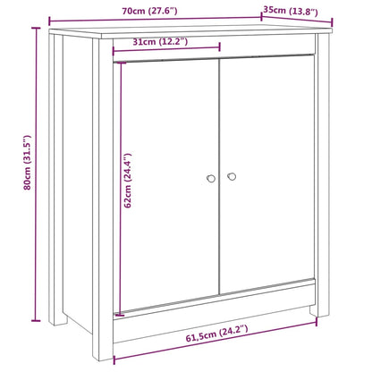 Skänk massiv trä furu 70x35x80 cm