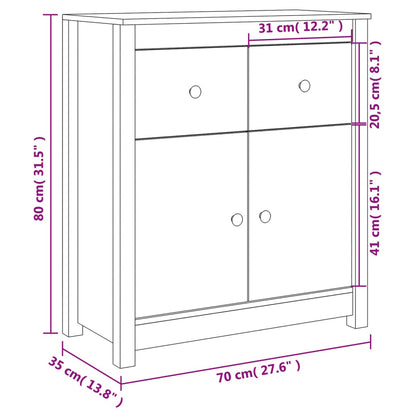 Skänk svart 70x35x80 cm massiv trä furu