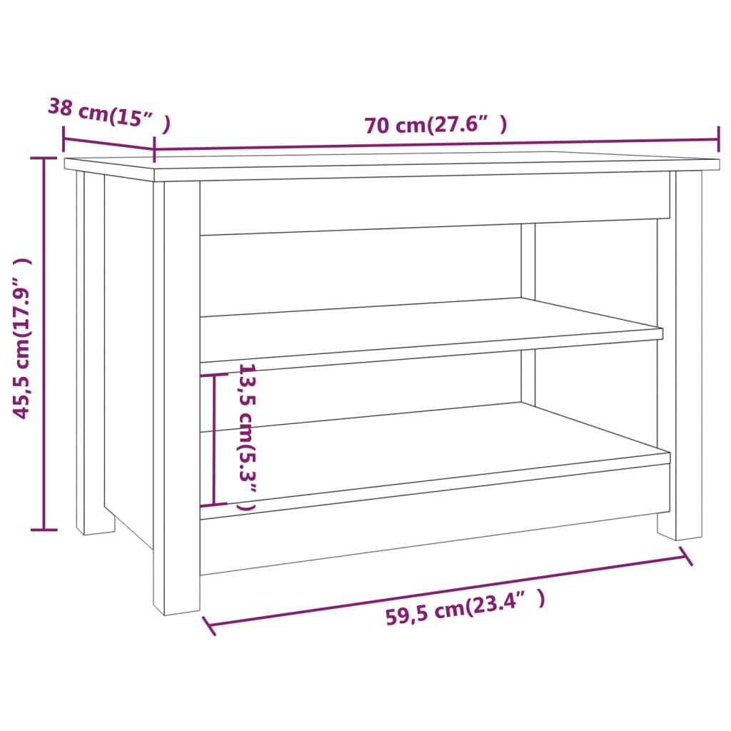 Kenkäteline Kenkäkaappi Kenkäpenkki harmaa 70x38x45,5 cm mänty