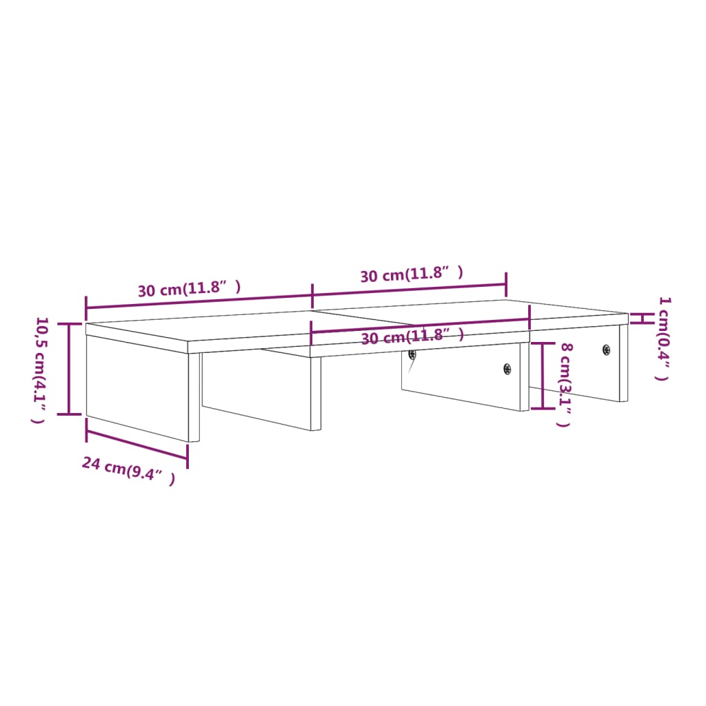 TV-möbel natur massiv trä furu Skärmställ 60x24x10,5 cm massiv trä furu